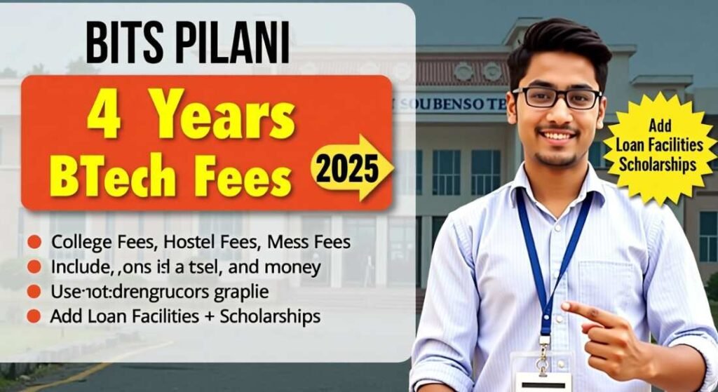 Bits pilani total fees for 4 years btech with hostel